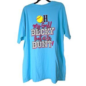 Southern Belle Blue Baseball T-shirt Becky Look at Her Bunt Size XL Top